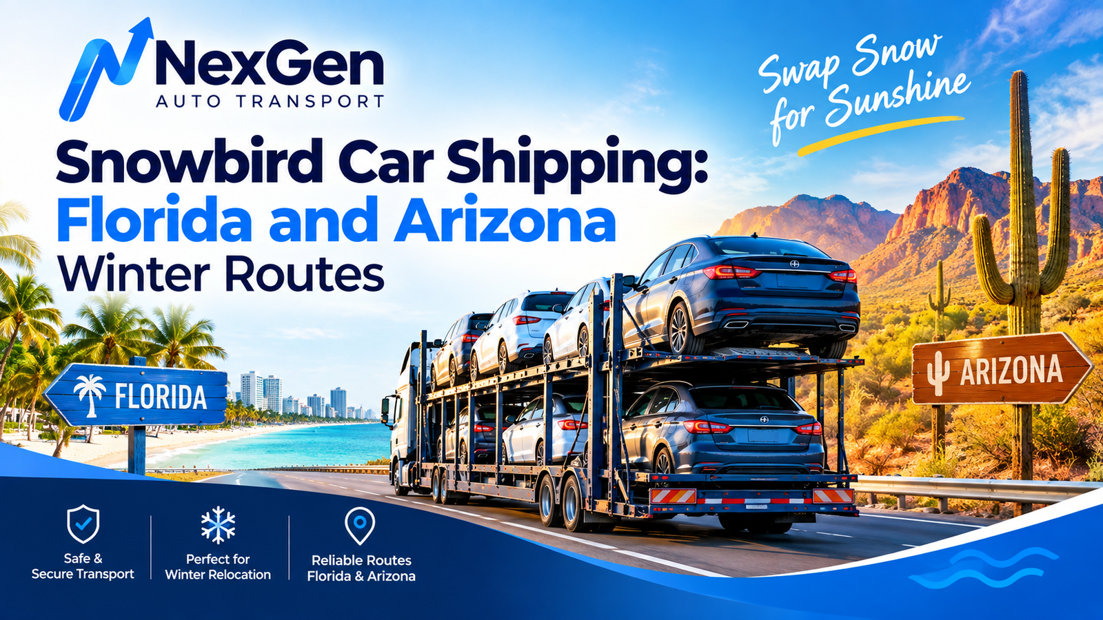 Snowbird Car Shipping: Florida and Arizona Winter Routes