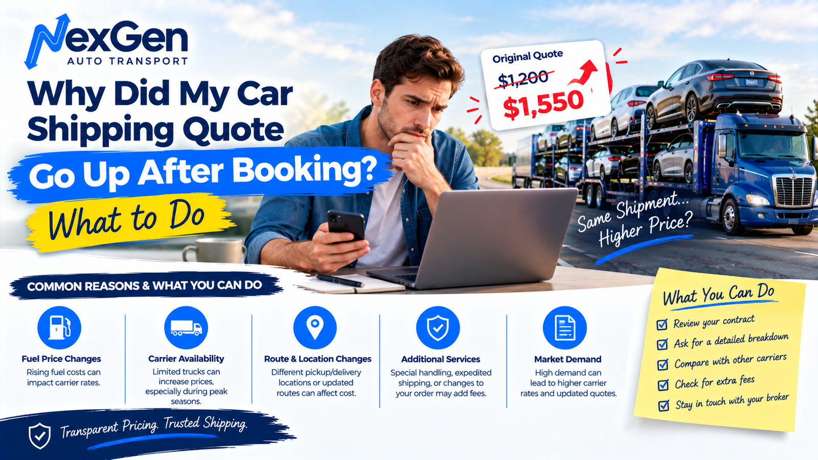 Car Shipping Quote Went Up After Booking